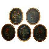 Collection of Five Decorative Painted Oval Plaques