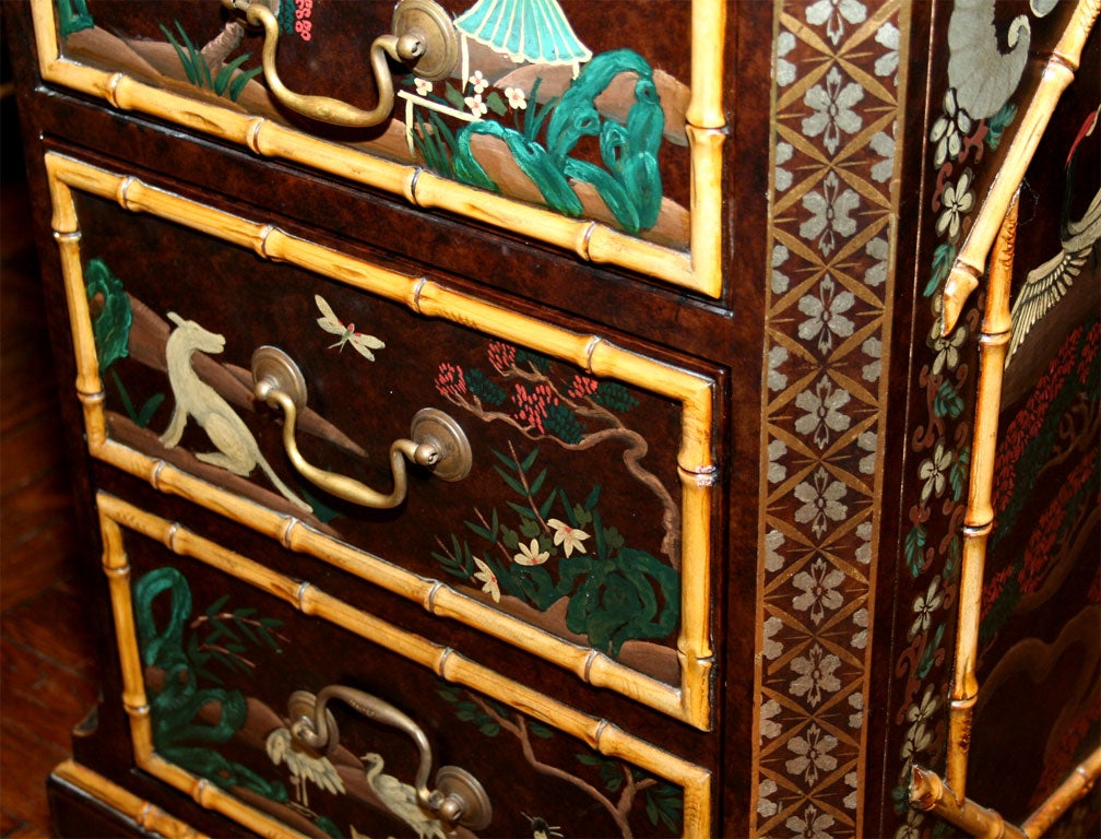 Brass Exquisitely Detailed Chinoiserie Motif Partner's Pedestal Desk