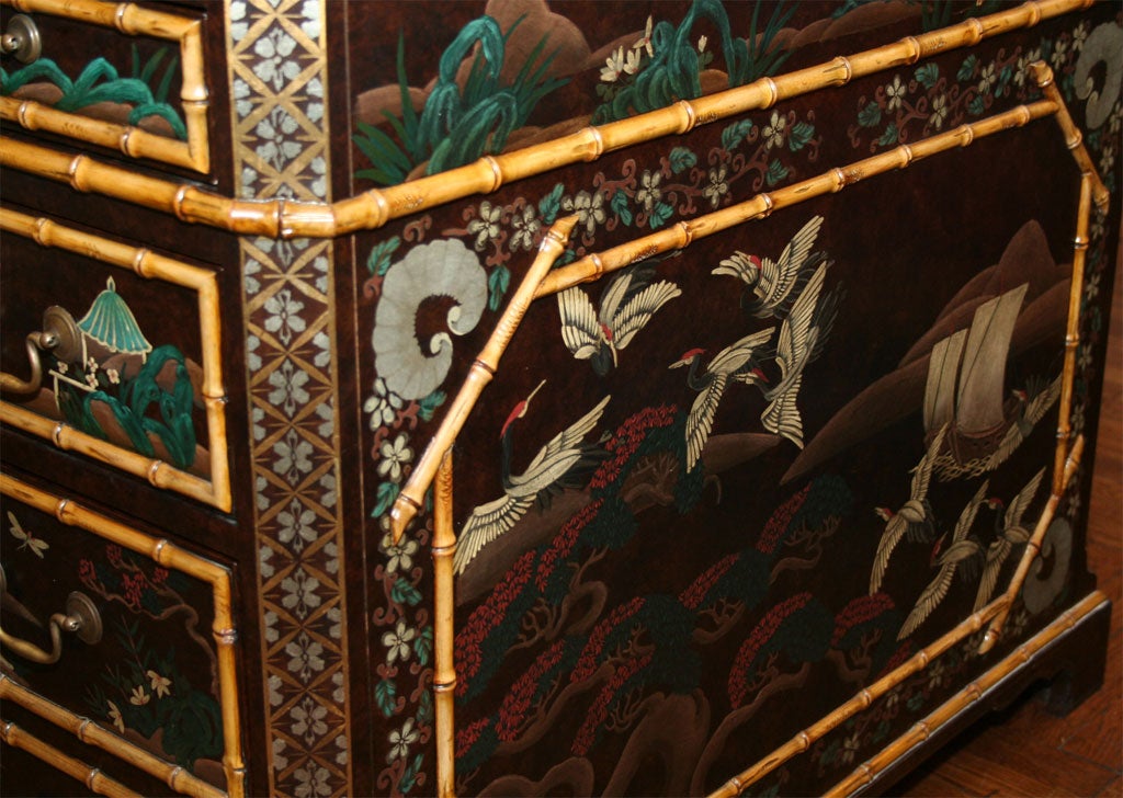 Exquisitely Detailed Chinoiserie Motif Partner's Pedestal Desk 1