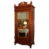 Pitch Pine Faux Bamboo Mirrored Armoire, Late 19th Century