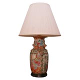 19th c. Cantonese Famille Rose Porcelain Vase, Wired as a Lamp