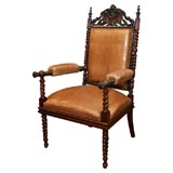 18th Century Portuguese Turned Rosewood Library Chair