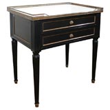 Jansen Stamped Two Drawer Side Table with Marble Top