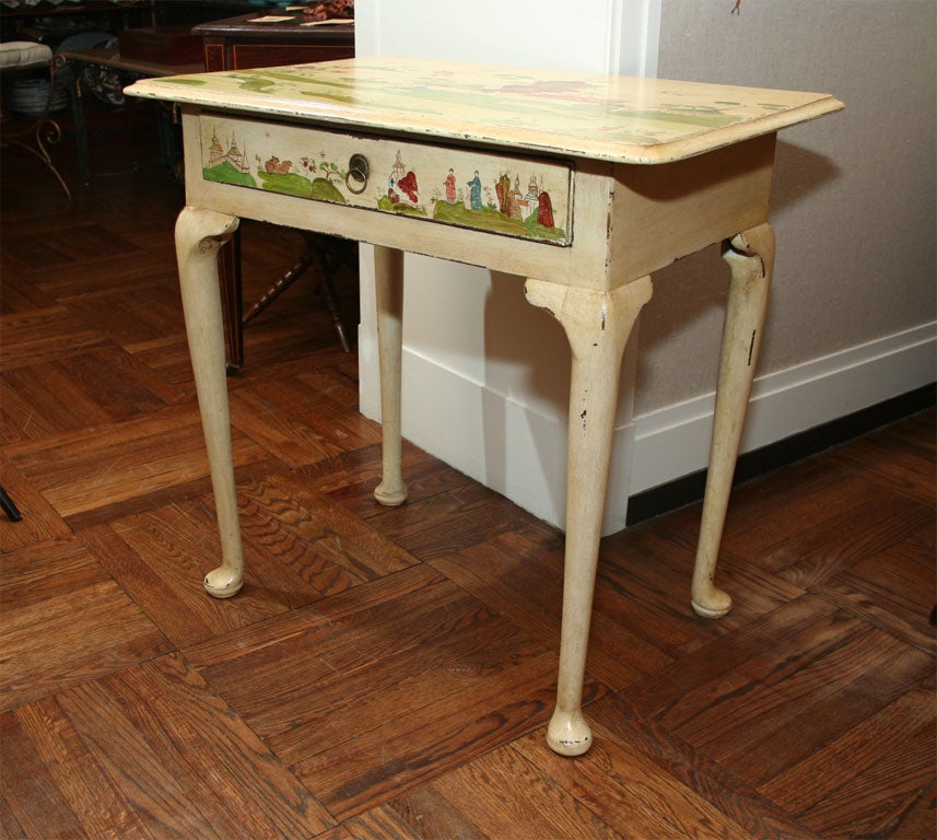 Queen Ann Style Lowboy Table with Chinoiserie Decor
