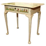 Antique Queen Ann Style Lowboy Table with Chinoiserie Decor