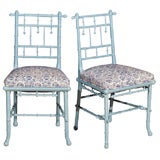 PR Cottage Painted Blue Ballroom Chairs with Bells Faux Bamboo