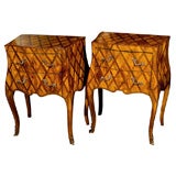 PAIR Parquetry 2 drawer Italian Side Tables