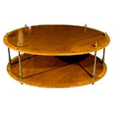 Oval 2 Tier Coffee Table with Brass Accents