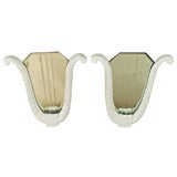 Used PAIR ZITHER Form Plaster and Mirror Draper Wall Pockets Sconce