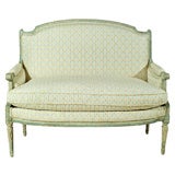 French Painted Settee 19th Century Newly Upholstered