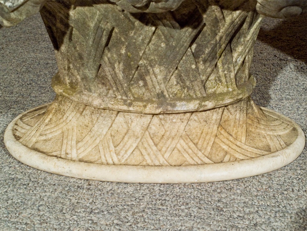 HEAVY Garden Seat Floral Motif Marble Oval Shape
