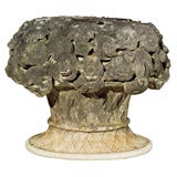 HEAVY Garden Seat Floral Motif Marble Oval Shape