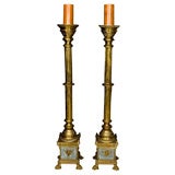 PAIR Antique 5
 tall Antique Brass Cherub Candelabra