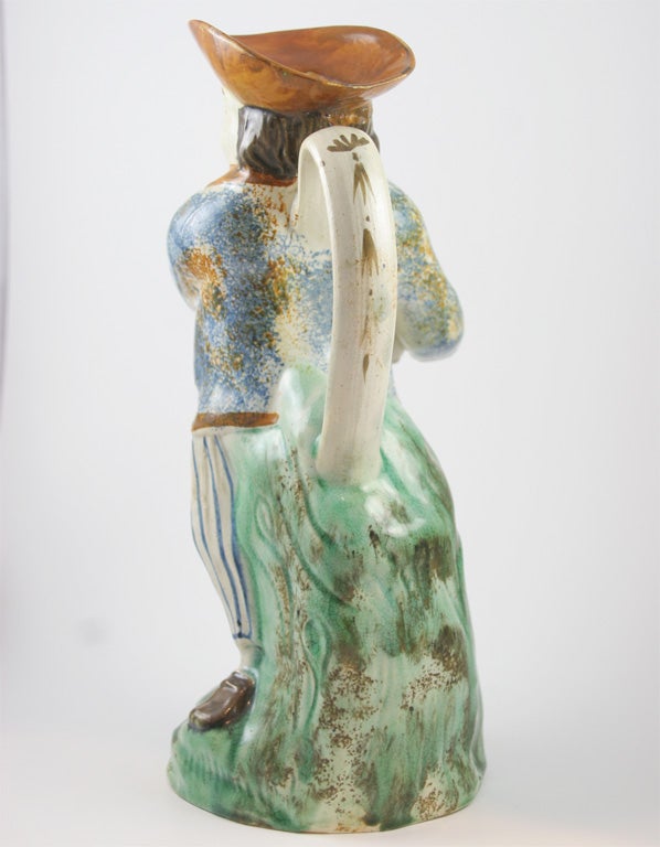 English Prattware Hearty Good Fellow Toby Jug