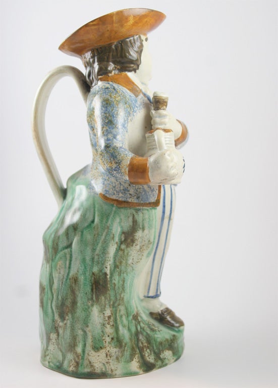 Prattware Hearty Good Fellow Toby Jug In Excellent Condition In New York, NY