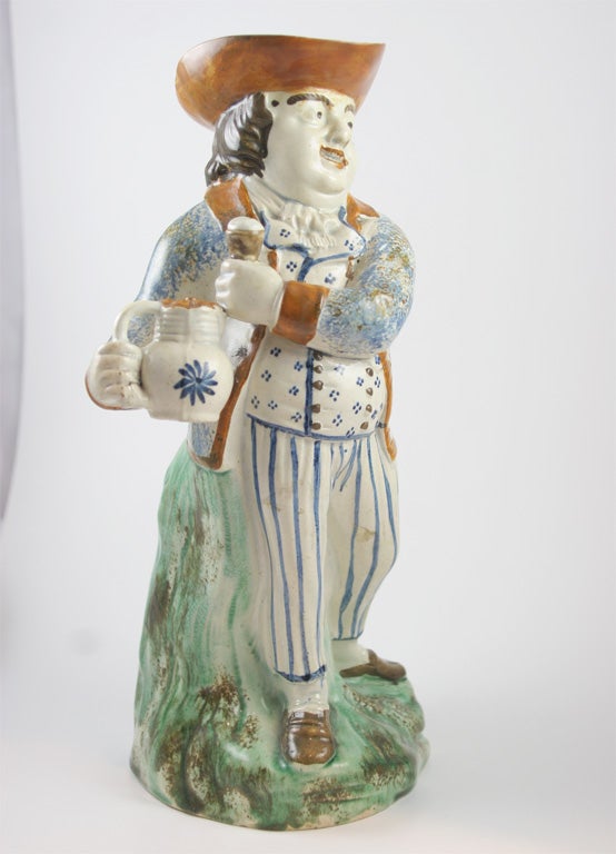 18th Century and Earlier Prattware Hearty Good Fellow Toby Jug