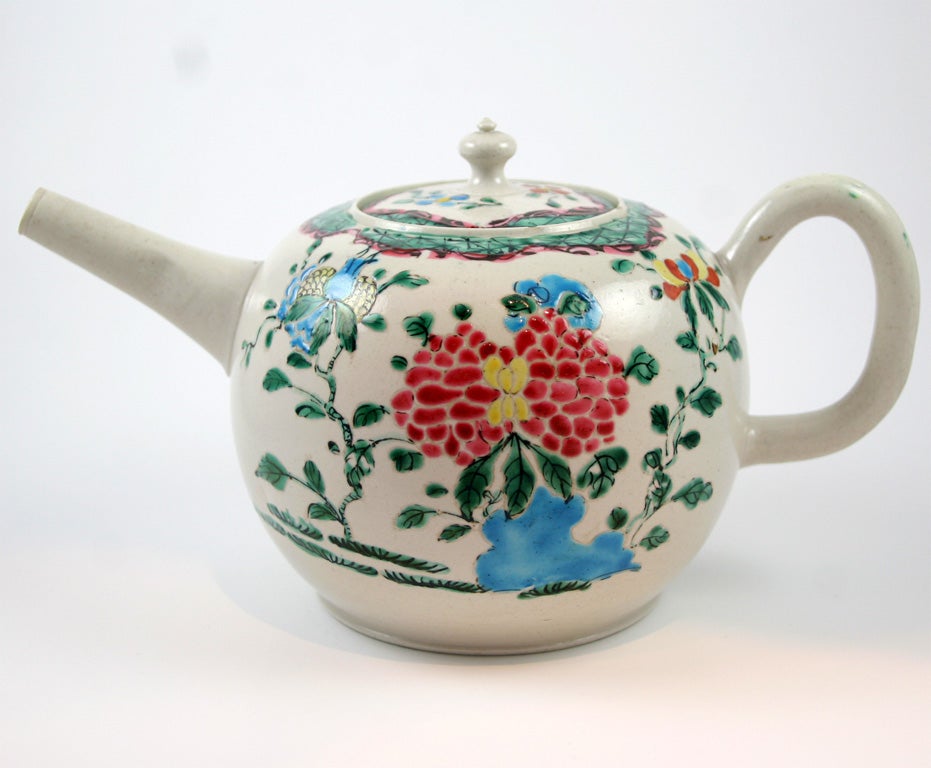 Pottery English Saltglazed Stoneware Teapot For Sale