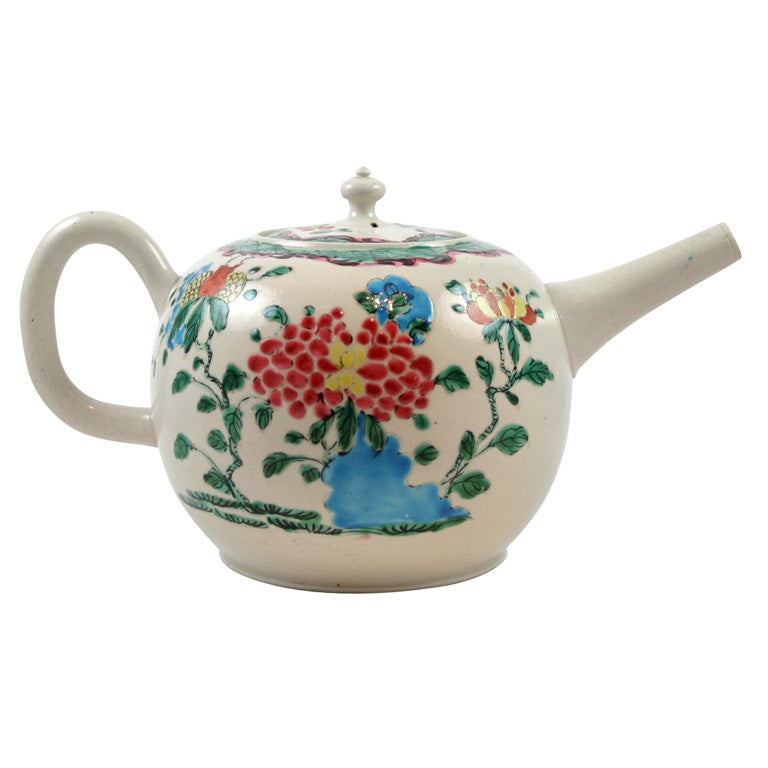 English Saltglazed Stoneware Teapot For Sale
