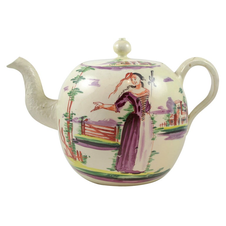 English Creamware Teapot For Sale