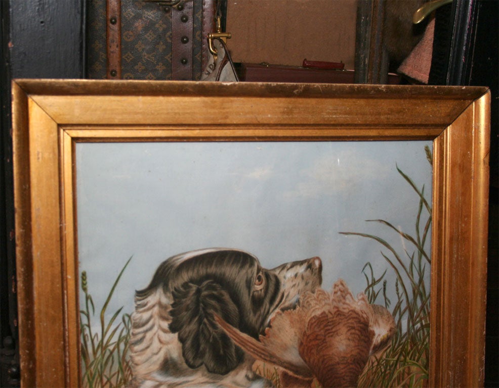 19th Century, Watercolor Painting of Retreaver with Prey For Sale 1