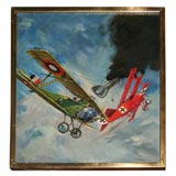 Oil Painting  of  WW1 Dog Fight-Signed