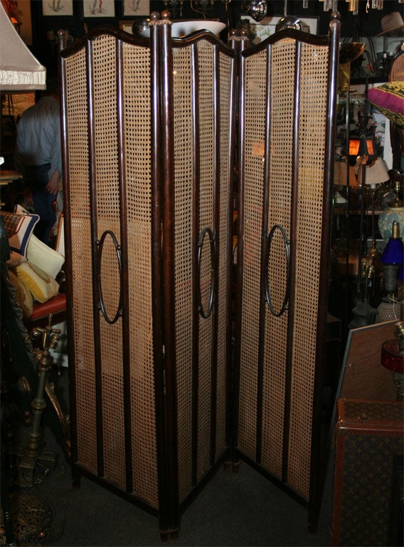 Three fold bentwood screen with caning by Thonet-Soho location.