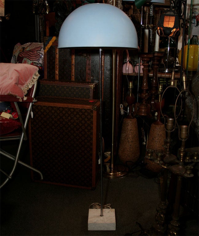 Pair of Italian Lamps on Marble Bases with Painted Metal Shades-Soho Location
