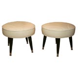 Pair of White leather stools Pair of White leather stools