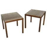Pair Wormley Travertine Top Tables