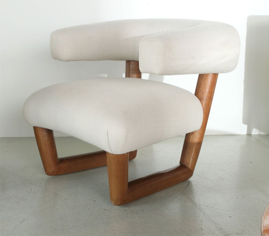Wood Pair Oversize Armchairs style of Royere