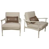 Pair of 60's White Lacquered Italian Armchairs