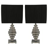 Pair of 70
s Black and Clear Lucite Lamps Pair of 70
s Black and Clear Lucite Lamps