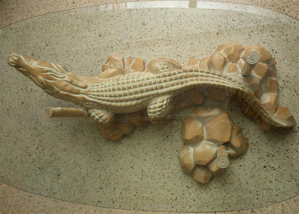alligator table carving