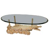 Vintage Carved Wood Alligator Table