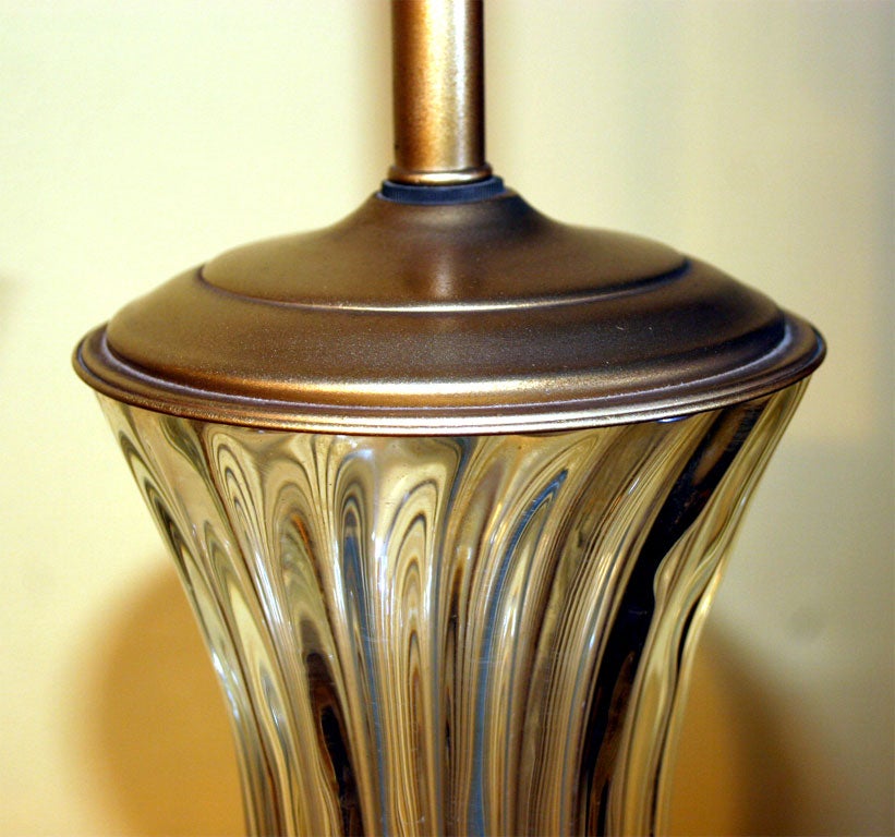 Italian 1940's Overscaled Barovier Gold Murano Glass Table Lamp