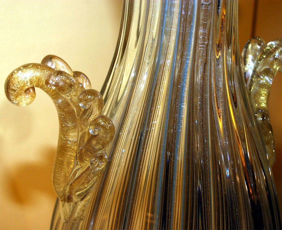 Mid-20th Century 1940's Overscaled Barovier Gold Murano Glass Table Lamp
