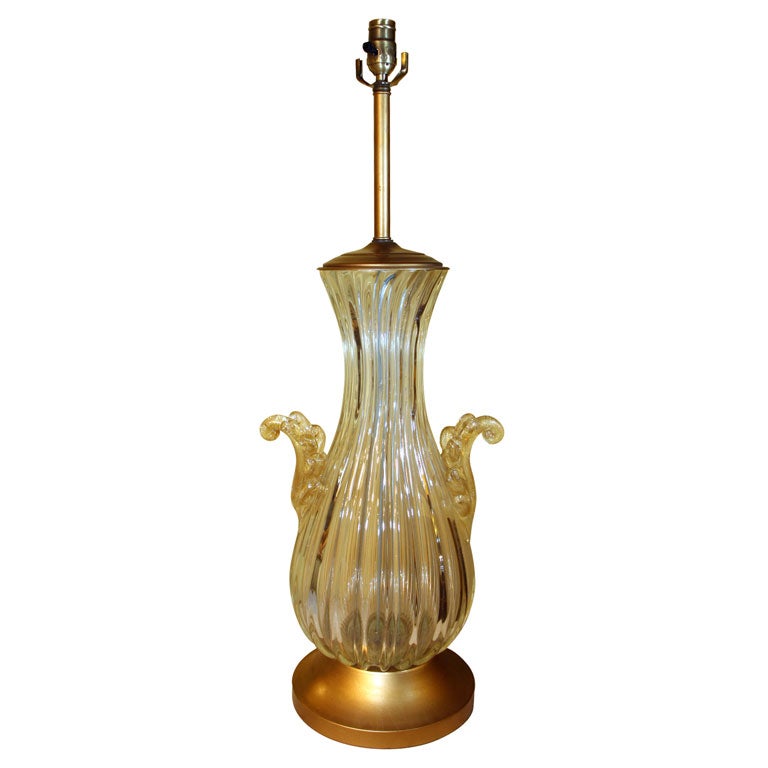 1940's Overscaled Barovier Gold Murano Glass Table Lamp