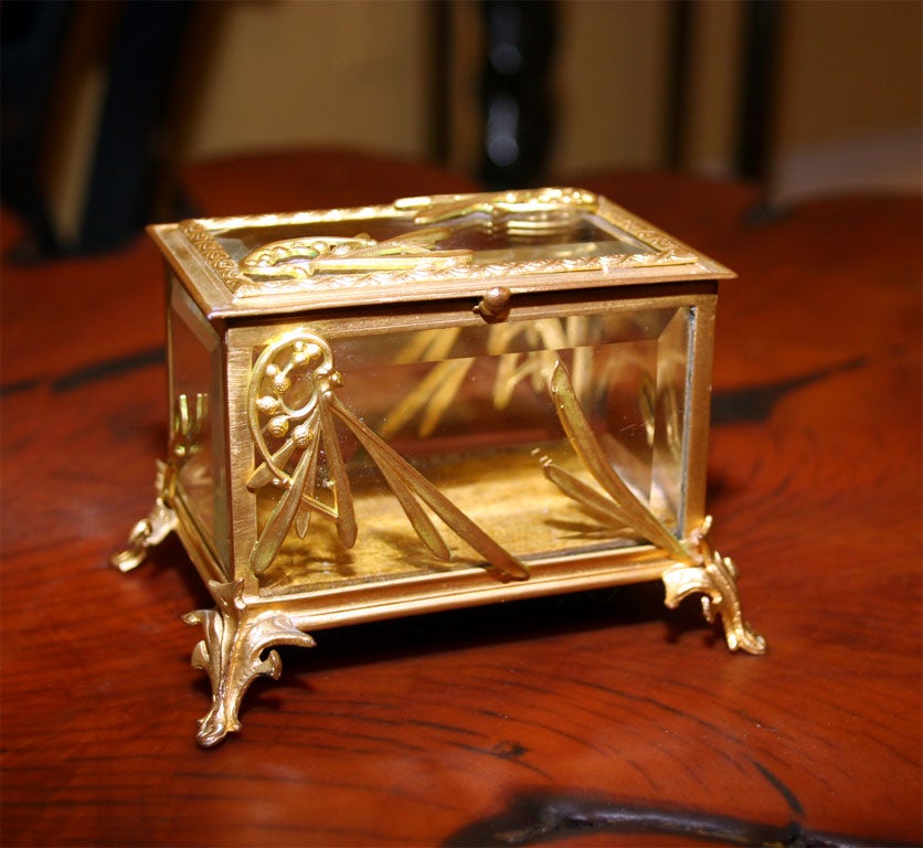 Antique French Bronze and Crystal Casket