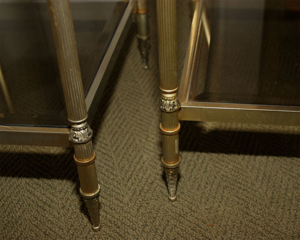 brass and glass end tables