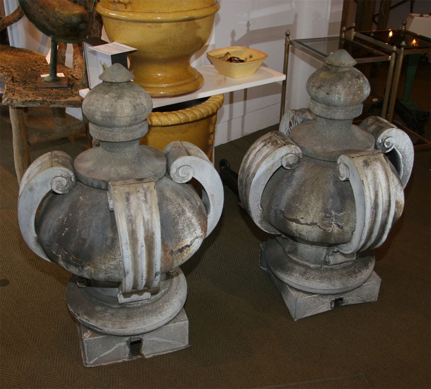 Pair of Large Gothic Style Zinc Finials 4