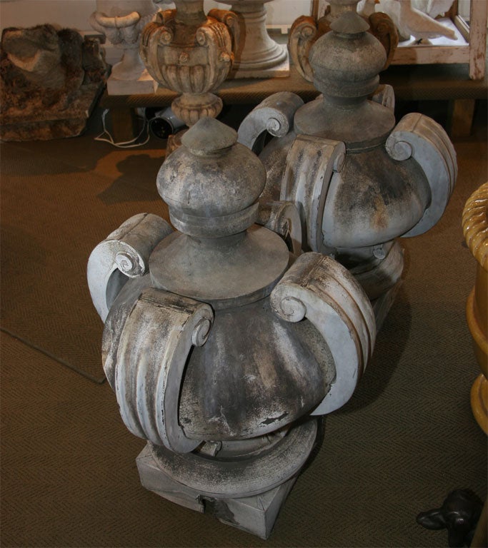 Pair of Large Gothic Style Zinc Finials 5