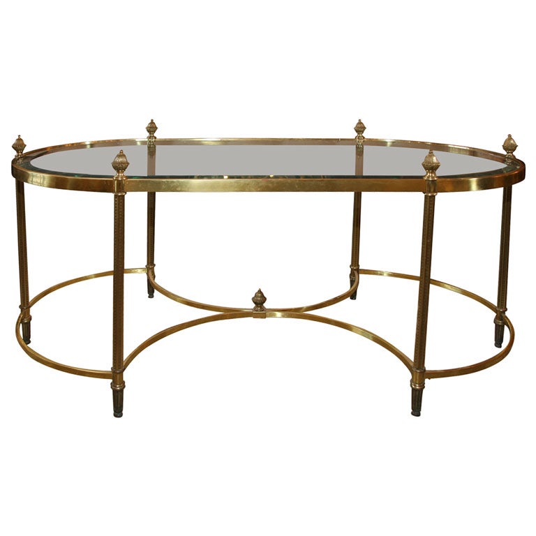 Le Barge Oval Brass Coffee Table at 1stDibs