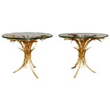 Pair Gilt Iron Wheat Tables