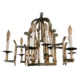 Vintage Silver Faux Bamboo Chandelier