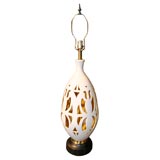 Large Pierced Pottery Lamp