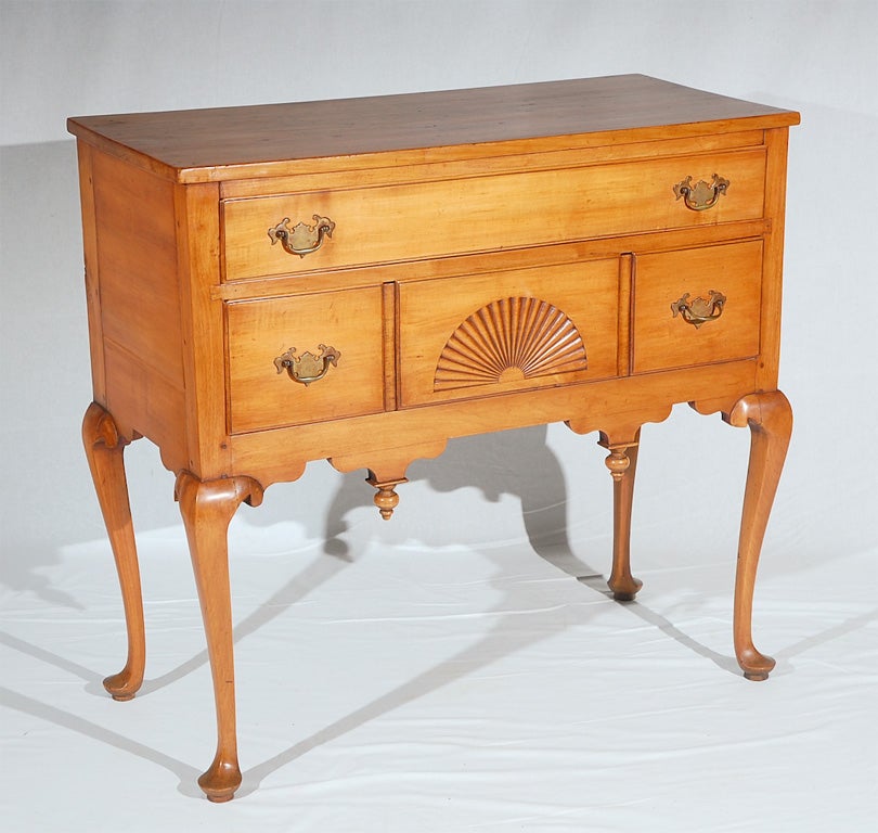 Brass Early American Maple Lowboy