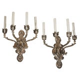 Pair of 4-light Silver Plate Sconces