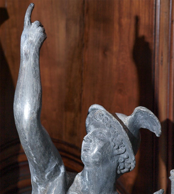19TH C LEAD MERCURY ON CAST STONE BASE
