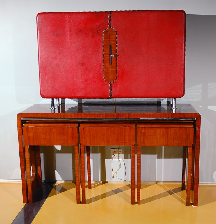Kozma Fruitwood and Leather Cocktail Cabinet