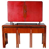 Kozma Fruitwood and Leather Cocktail Cabinet